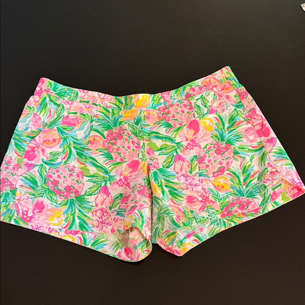 Lilly Pulitzer Pink and Green Floral High Waist Shorts